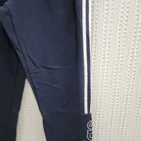 Adidas Navy Blue Track Pants Women’s Size Large 3 Stripe Logo Joggers Sweats - Picture 7 of 11
